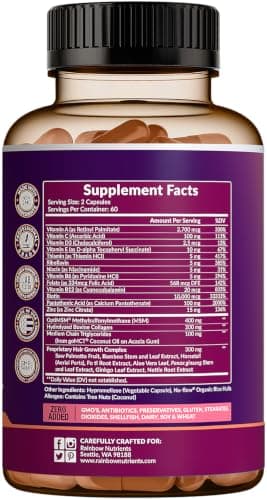 Hair Growth Vitamins for Women | Biotin 10,000mcg, Collagen, Patented OptiMSM®, goMCT®, Saw Palmetto | Naturally Regrow Stronger & Healthier Hair, Skin and Nails | Stops Hair Loss | 60 Day Supply