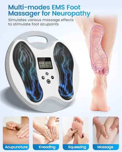 EMS Foot Massager for Neuropathy, NMES Foot Stimulator for Neuropathy Feet Nerve FSA&HSA Eligible item Electric Foot Massager for Circulation and Pain Relief with 4 TENS Unit Muscle Stimulator Pads
