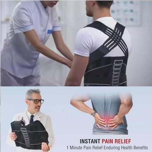 Instant Posture Corrector for Women & Men, Back Brace for Neck Shoulder Upper Back Pain Relief, Adjustable Posture Correcter for Hunchback Slouching, Invisible Under Clothes, Lightweight Comfort (Medium)