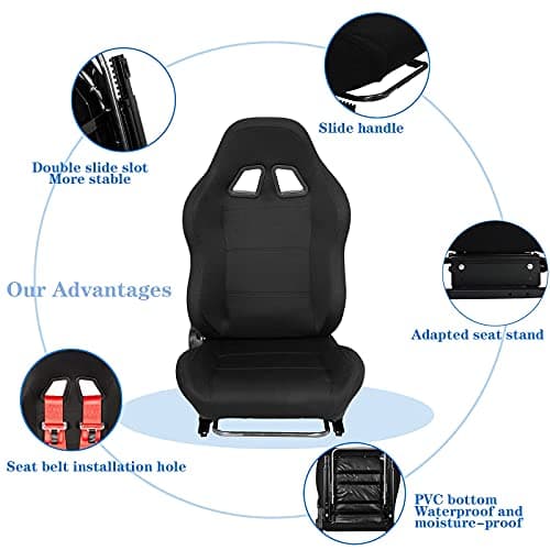 Marada Racing Bracket Seat Simulator Chair with Double Locking Slides Gaming Race Seat Adjustable Fit for Most Driving Sim Cockpit(No Steering Wheel Mount)