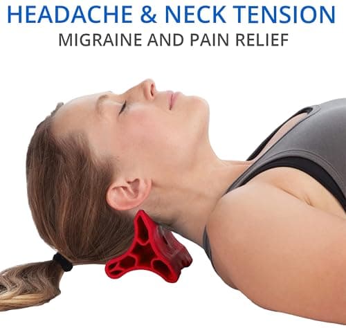 Body Back Davinci Tool (Red) -USA Made- Hard Rubber Neck Tension Relief & Pressure Point Massage Tool - Occipital Release Tool - Cervical Traction Device- Suboccipital Release Device - Neck Stretcher