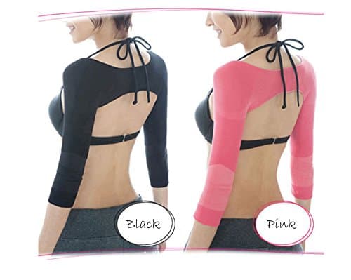 Gudessly Women's Slimming Arm Shapers Back Shoulder Support Wrap Correct Posture Corrector Humpback (XL(fit US M), Black)