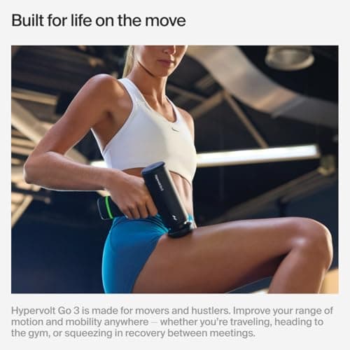 Hyperice Hypervolt Go 3 – Compact Handheld Percussion Massage Gun with QuietGlide Technology | 3 Speeds, Portable Lightweight Design | Helps Relieve Muscle Soreness and Improve Recovery