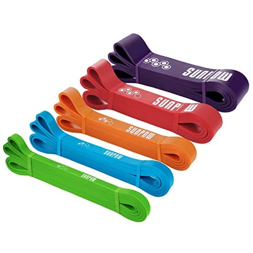SUNPOW Pull Up Assistance Bands, Set of 5 Heavy Duty Resistance Bands for Men & Women, Natural Latex Exercise Bands for Pull-Up Progression, Home Workout, Strength Training, Mobility & Stretching
