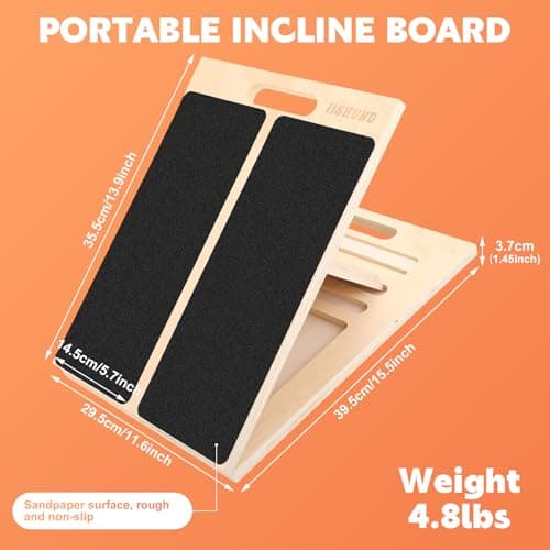 jjshund Portable Slant Board for Calf Stretching, Adjustable Wooden Calf Stretcher Incline Board, Calf Stretch Board for Squats Leg Knees Heel Ankle Stretching