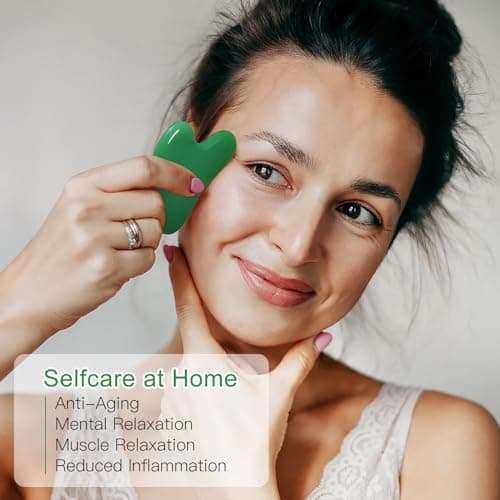 rosenice Gua Sha Facial Tools Guasha Tool Gua Sha Jade Stone Manual Massage Sticks for Jawline Sculpting and Puffiness Reducing for Face Body Tensions Reduce Festive Gifts