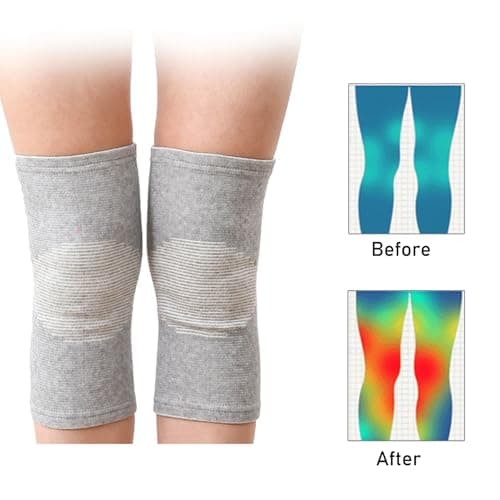 1 Pairs Bamboo Charcoal Knee Sleeve - Bamboo Knee Brace Bamboo Compression Knee Sleeve -Elastic Warm Knee Brace Bmboo Knee Sleeve for Arthritis (Gray, X-Large)