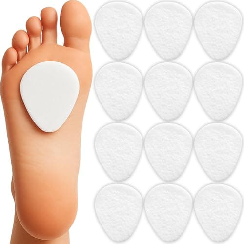 Metatarsal Pads for Women & Men (12 Pack) Ball of Foot Cushions for Pain Relief, Felt Metatarsal Foot Pads for All Shoe Type, Mortons Neuroma, High Heel Insert Cushions, One Size Fits All (1/4” Thick)