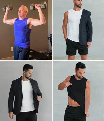 XINGCOOL Compression Shirt Men Slimming Body Shaper Vest Crewneck Workout Shirts Tummy Control Undershirts Black