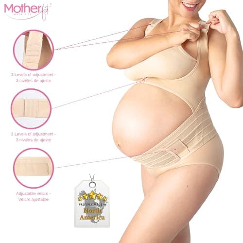 MOTHERFIT Adjustable Maternity Support Vest for Pregnant - Pregnancy Support Vest - Posture Corrector Pregnancy Support Vest (Nude, Large)