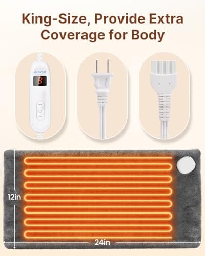 RENPHO Heating Pad for Back Pain & Period Cramps, FSA Eligible & HSA Store, Mothers Day Gifts & Birthday Gifts for Women Men,12" x24‘’ Electric Heat Pad for Neck and Shoulder, ETL Certified, Gray