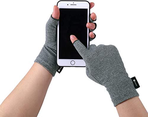 Duerer Arthritis Compression Gloves Women Men for RSI, Carpal Tunnel, Rheumatiod, Tendonitis, Fingerless Gloves for Computer Typing and Dailywork (Gray, M)