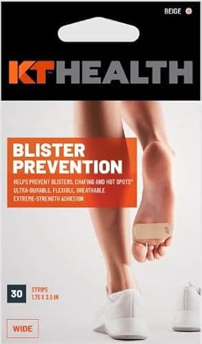 KT Tape, Blister Prevention Tape, Wide Cut, 30 Count, 3.5" Precut Strips, Beige