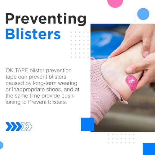 OK TAPE Pre-Cut Blister Bandages for feet | Blister Prevention Tape for Feet, Fingers, Toes | 1.2in x 3.5in,Black,40pcs