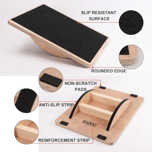 Balance Board Wobble Board for Adults Anti-Slip Balance Board for Physical Therapy Standing Desk Core Strength Wooden Rocker Board