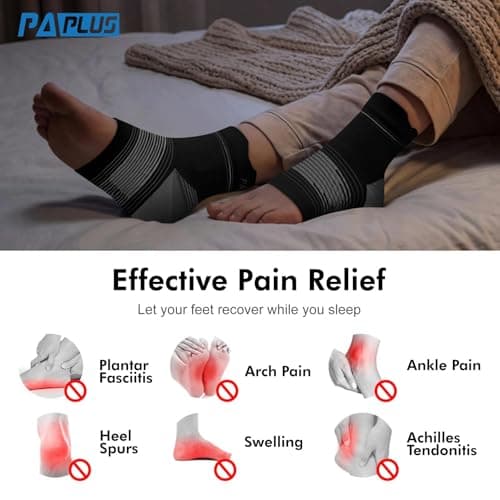 6 Pairs Plantar Fasciitis Socks for Men & Women, Ankle Brace Compression Socks with Arch Support for Achilles Tendonitis, Heel Pain, Swelling & Arthritis Relief, Black, Large