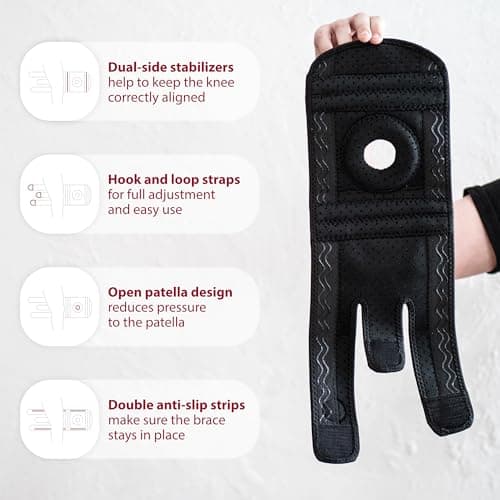 KARM Kids Knee Brace - Osgood Schlatter Knee Brace Youth for Kids, Sports, Pain, Arthritis, Patella, Meniscus Tear, MCL, ACL - Adjustable Compression Support for Child, Boys & Girls (Black)