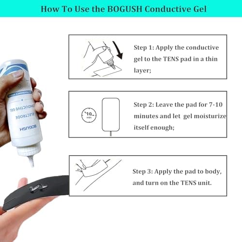 Bogush Electrode Conductive Gel for TENS Unit Pads Odorless Electrode Gel for All Types of Self-Adhesive Electrodes Improves The Conductivity of TENS Electrode Pads Safe Use 8.45 oz Pack of 1