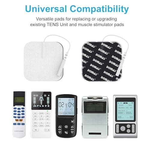 DOMAS TENS Unit Electrode Pads (XL) - 4x6 Inch for Back Pain Relief- Compatible with TENS 7000 and Other 2mm Pin Units - Reusable & Latex-Free