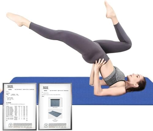 Hatha Yoga Extra Thick TPE Yoga Mat - 72"x 32" Thickness 1/2 Inch -Eco Friendly SGS Certified - With High Density Anti-Tear Exercise Mats For Home Gym Travel & Floor Outside (Blue)…