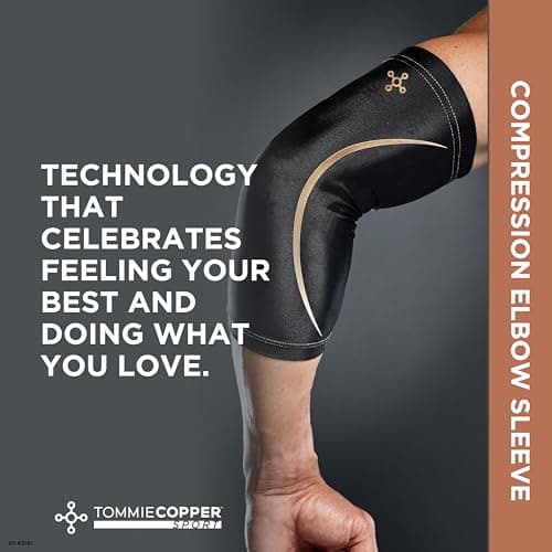 Tommie Copper Elbow Compression Sleeve (L/XL, Black), 15-20 mmHg, 4D Stretch & Non-Slip Fit for Targeted Support, Patented Copper Znergy Fabric, Anti-Odor Benefits, Breathable Design