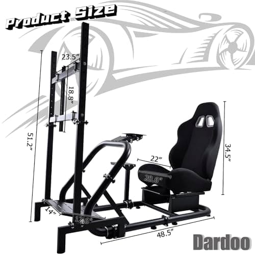 Dardoo Sim Racing Cockpit with Monitor Stand and Driving Gaming Seat Fit for Logitech G29 G920, for Thrustmaster, for Fanatec, for Xbox, for PS4, for PC, Includes only cockpit, seat and monitor stand