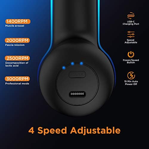 NEPQ Mini Massage Gun, Powerful Fascial Gun Portable Deep Tissue Percussion Muscle Back Head Massager for Pain Relief with 4 Massage Heads High-Intensity Vibration Rechargeable Small Massage Gun
