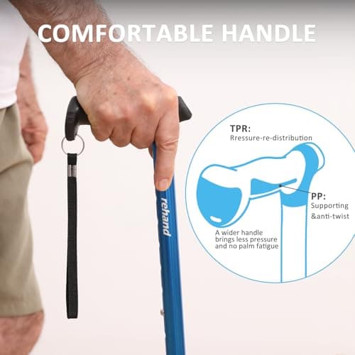 REHAND Walking Cane for Men & Women - Foldable, Adjustable, Lightweight, Self Standing Pivot Walking Cane, Soft Handle Grip, with Travel Bag, Walking Sticks for Seniors & Adults (Black)
