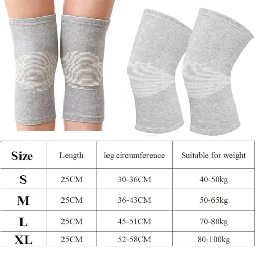 1 Pairs Bamboo Charcoal Knee Sleeve - Bamboo Knee Brace Bamboo Compression Knee Sleeve -Elastic Warm Knee Brace Bmboo Knee Sleeve for Arthritis (Gray, X-Large)