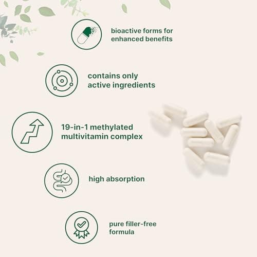 Micro Ingredients Pure Methylated Multivitamin, 240 Capsules | 19-in-1 Formula with Vitamins C, D, B12, Folate, Magnesium, Zinc & More | Filler Free, Non-GMO