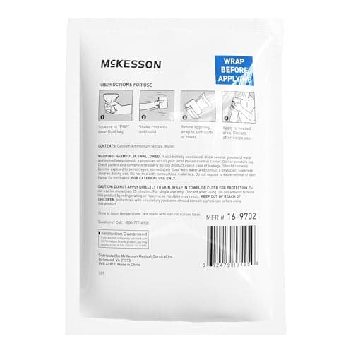 McKesson Instant Cold Packs 5" x 7" [24 Pack] - Instant Ice Packs for Injuries Disposable, Pain Relief, Swelling, Sprains - Travel Cold Compress for Sports, First Aid, Toothache