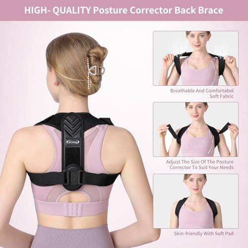 Posture Corrector for Women and Men, Adjustable Upper Back Brace for Clavicle Support, Comfortable Back Straightener Providing Pain Relief from Neck, Back, and Shoulder
