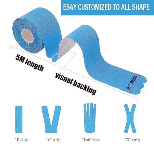 Kinesiology Tape Pro Athletic Sports (3 Rolls,60 Precut Strips) Waterproof Breathable Latex Free Tape for Ankle Wrists Knees Elastic Running Tennis Swimming Football Sports Activities Tapes (Mix)