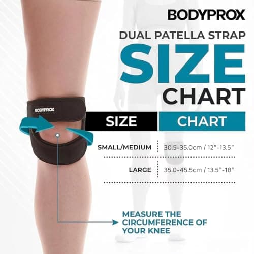 Bodyprox Patellar Tendon Support Strap (Large), Knee Pain Relief Adjustable Neoprene Knee Strap for Running, Arthritis, Jumper, Tennis Injury Recovery