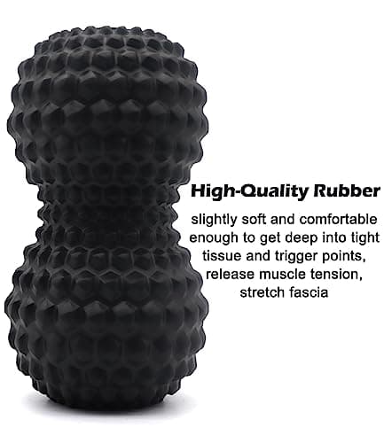 KITWILD Peanut Massage Ball, Double Lacrosse Massage Roller Ball for Deep Tissue Muscle Massage, Physical Therapy, Myofascial Release, Muscle Knots, and Yoga Therapy (Black)