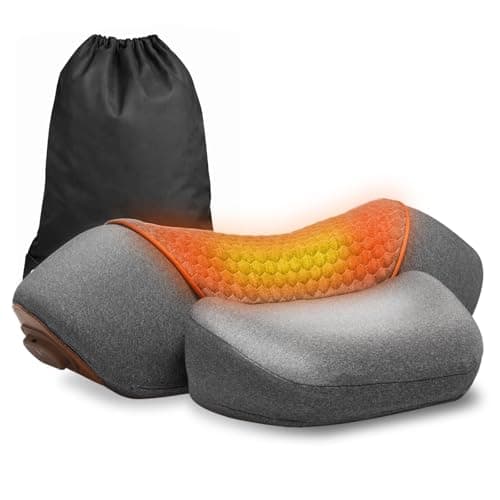 swancode 3-in-1 Neck Massager Pillow for Pain Relief Deep Tissue with Heat, Cordless & Rechargeable Massager with Traction for Neck Hump & Shoulder Comfort, Memory Foam Pillow for Home Office Travel