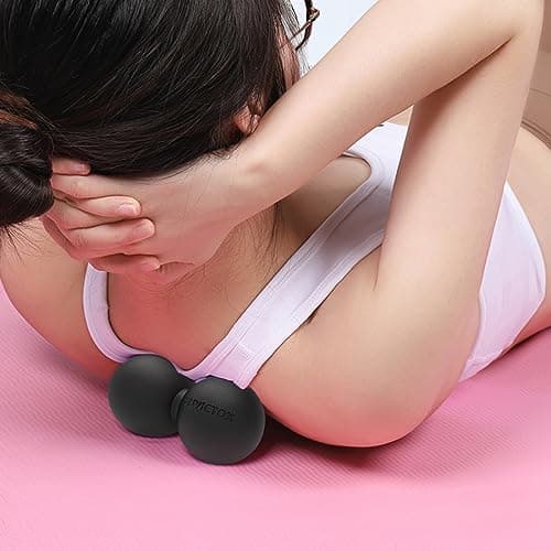 ANVICTOX Peanut Massage Ball,Double Lacrosse Ball for Neck Sore Muscles,Medium Density Myofascial Release Massager Ball for Deep-Tissue Massage Muscle Knots Yoga Therapy(Black)