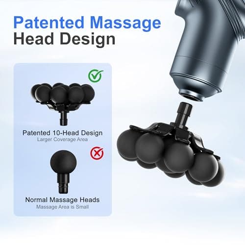 LEERCON Massage Gun Deep Tissue, Back Massager for Pain Relief, Silent Mini Muscle Massager with 9 Massages Heads Birthday Gifts for Men Women Dad Him (Blue)