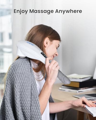 RENPHO Rechargeable Handheld Back Massager with 5 Adjustable Speeds & Modes, Fathers Day Dad Gifts, Cordless Electric Neck Massage Tool for Muscle Relief, Tailored Intensity for Shoulder, Leg, Calf