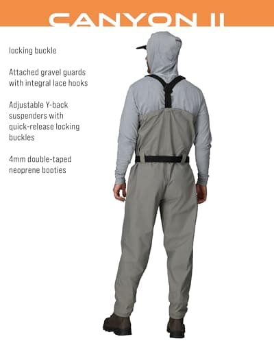 FROGG TOGGS Canyon II Breathable Waterproof Stockingfoot Fishing Chest Wader for Fishing, Gray, Large