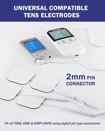 TENS Unit Replacement Pads, Nursal Reusable Self-Adhesive Electrodes Pads 20 Packs 2x2” 2x4”, Latex Free Pigtail TENS Pads, Compatible with TENS 7000, AUVON TENS, Etekcity, Nicwell Care Tens