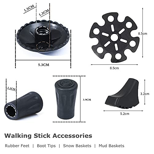 Walking Stick Tips Rubber 4 Pack Trekking Pole Tips Replacement Rubber Feet for Hiking Poles, Walking Sticks, Trekking Poles Rubber Tip for Walking Sticks Hiking Trekking Poles