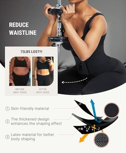 FeelinGirl Corset Perspiring Workout Waist Trainer Corset Trimmer Belt for Women Tummy Control Black M