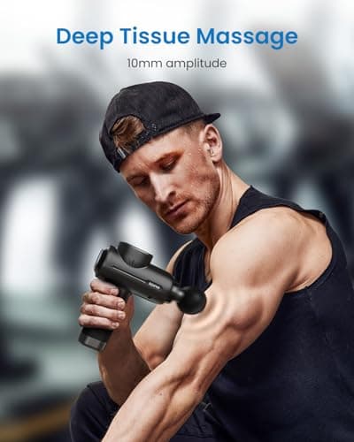 RENPHO Active+ Percussion Massage Gun, Fathers Day Dad Gifts, 5 Adjustable Speeds for Back, Neck, Muscle Recovery - App Controlled Guided Courses, Carry Case for Professional Athlete, Gym and Travel