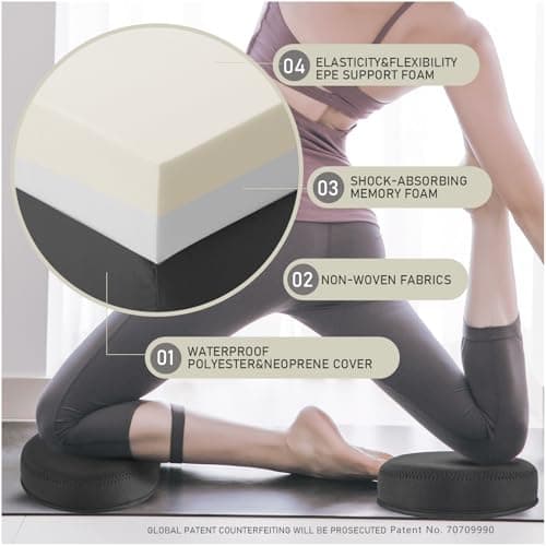 ECOESPTI Yoga Knee Pad, 1.57 Inch Thick, Memory Foam and EPE Foam, Waterproof and Non-Slip, for Knees Elbows Wrist Hands Head Yoga Pilates Work Out Kneeling Pad, Exercise Mat 2 Black