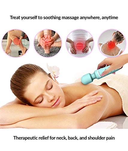VibeMax Rechargeable Personal Massager - Powerful Multi Speed Vibration - Whisper Quiet - Waterproof - for Muscle Tension Relief in Neck, Back, Shoulders, Legs and Feet - Turquoise