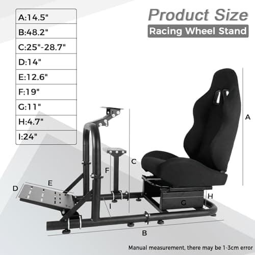Hottoby Racing Simulator Cockpit with Black Seat Fit for Logitech G25 G29 G920 G923,for Thrustmaster T300RS,for Fanatec, Stability Upgrade Adjustable Wheel Stand, No Wheel Pedal Handbrake