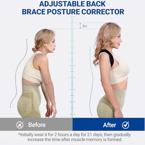 Posturace Posture Corrector for Women & Men - Adjustable Upper Back Brace Straightener Suitable for Lumbar, Shoulder, Neck, Scoliosis, Providing Comfortable Elastic Support and Pain Relief