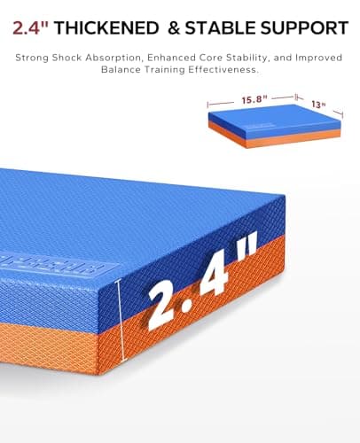 HAPBEAR Exercise Balance Pad - 15"x12" Non-Slip Textured Bottom Stability Training Mat - 2.25" Thick Soft Cushioned Foam for Adults, Physical Therapy, Core Training & Home Workouts - Blue