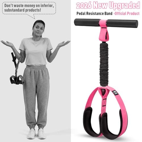 2026 Upgraded Durable Pedal Resistance Band with Handle, Thickened Latex Tubes and Soft Foam Fabric Foot Pedal, Sit Up Exercise Equipment for Abdomen, Waist, Arm, Core/ABS, Leg, Physical Therapy